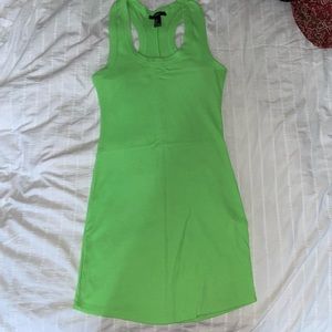Neon green waffle knit mini dress